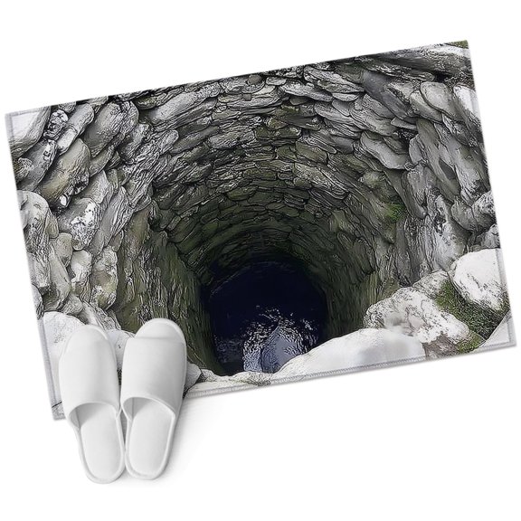Deep Well Bathroom Rug Washable 2x3 Entryway Rug Non Slip Cave Opening Rustic Mystical Natural Front Door Mat Low Pile Indoor Doormat Throw Floor Carpet for Kitchen Bedroom Entrance