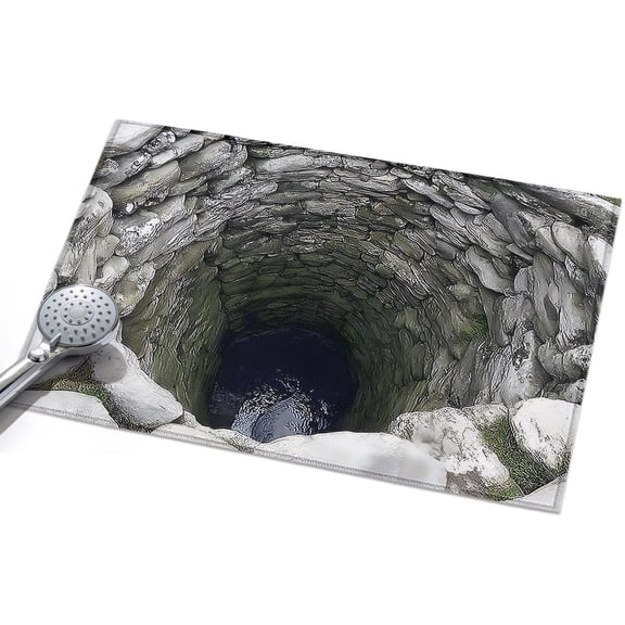 Deep Well Entryway Rug 2x3ft Washable Non Slip Bathroom Rug Low Pile Indoor Floor Front Door Mat Cave Opening Rustic Mystical Natural Rectangle Area Rugs Carpet for Kitchen Office Dining Room Home