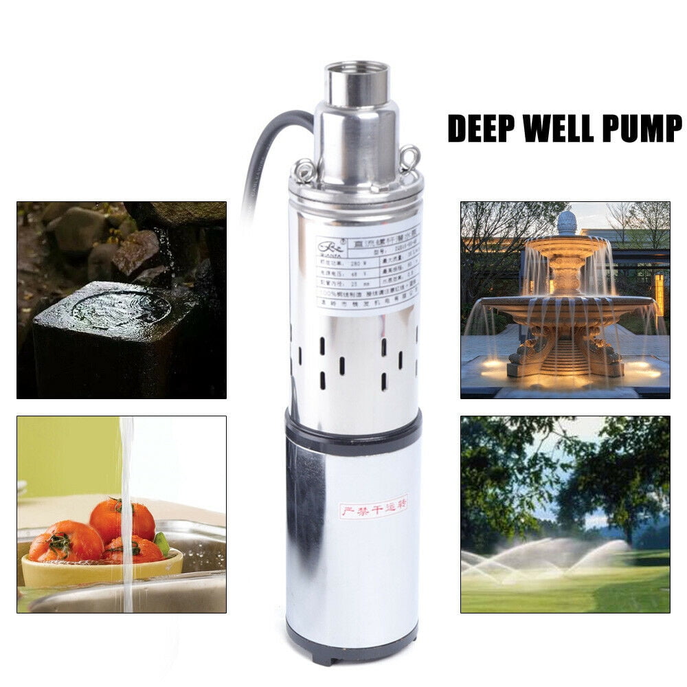 Deep Well Solar Submersible Water Pump Electric Farm Ranch Submersible Deep Bore Well Water Pump Pure Copper Motor 48V DC Solar Submersible Deep Well Water Pump High Temperature 280W 16L/min