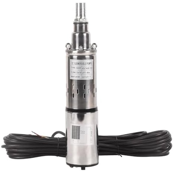 Deep Well Submersible Pump 12V Solar Submersible Water Pump 10gpm Flow Water Pump 1" Outlet 98ft Head for Industrial, Irrigation and Home Use, IP68 Waterproof Grade$$Tools & Hardware Other