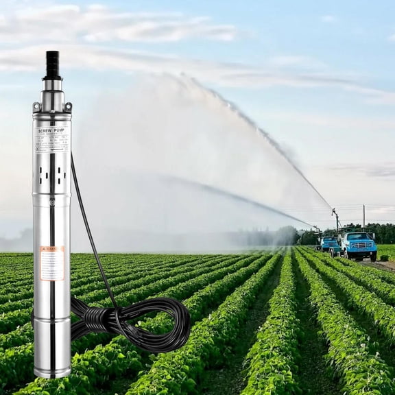 Deep Well Submersible Pump, 1HP 110V/60Hz, 16GPM Flow 164ft Head, with 49ft Electric Cord, 3" Stainless Steel Water Pump for Industrial, Irrigation&Home Use, IP68 Waterproof Grade