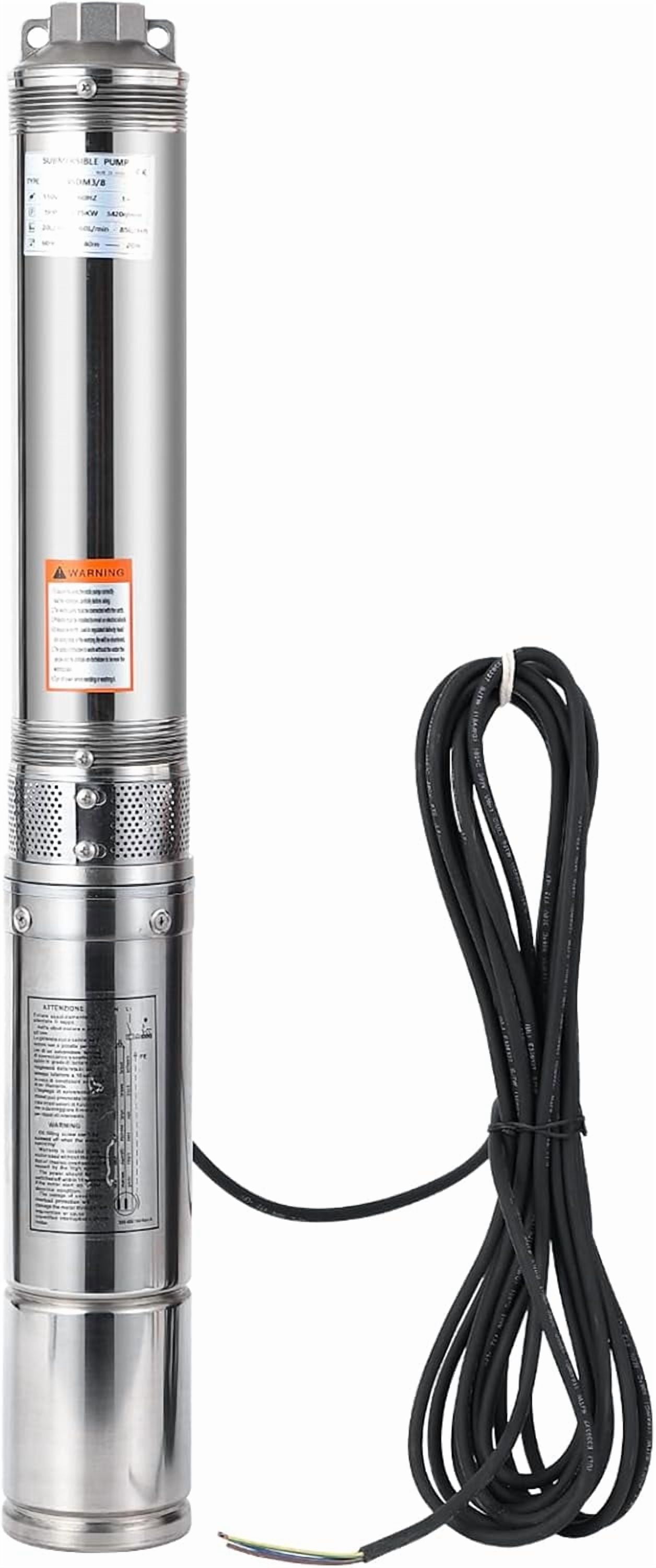 Deep Well Submersible Pump, 1HP 230V/60Hz, 27GPM Flow 204ft Head, with 33ft Electric Cord & Check Valve, 4" Stainless Steel Water Well Pump for Industrial,Irrigation,Home Use, IP68 Waterproof Grade