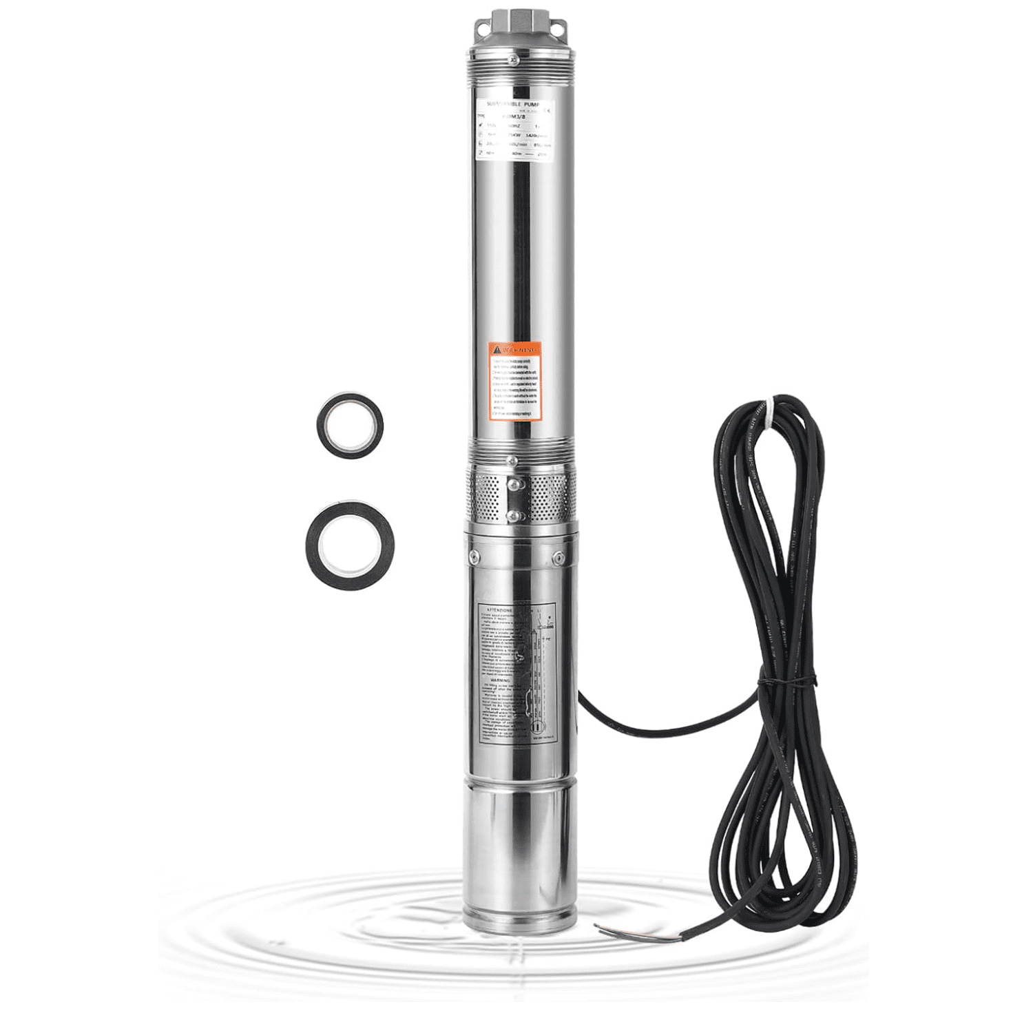 Deep Well Submersible Pump 4" Stainless Steel Water Pumps with 33ft Electric Cord & Check Valve for Industrial, Irrigation&Home Use, IP68 Waterproof Grade