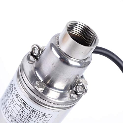Deep Well Submersible Pump, 48V 280W DC Stainless Steel Screw Pump Solar Powered Irrigation System Aquarium Fountain Small Submersible Water Pump