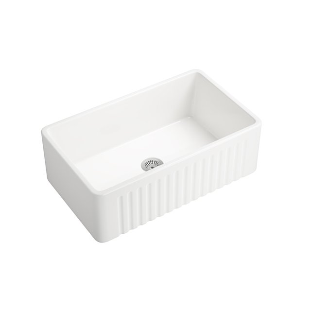 Deep White Undermount Farmhouse Kitchen Sink with Single Apron Front