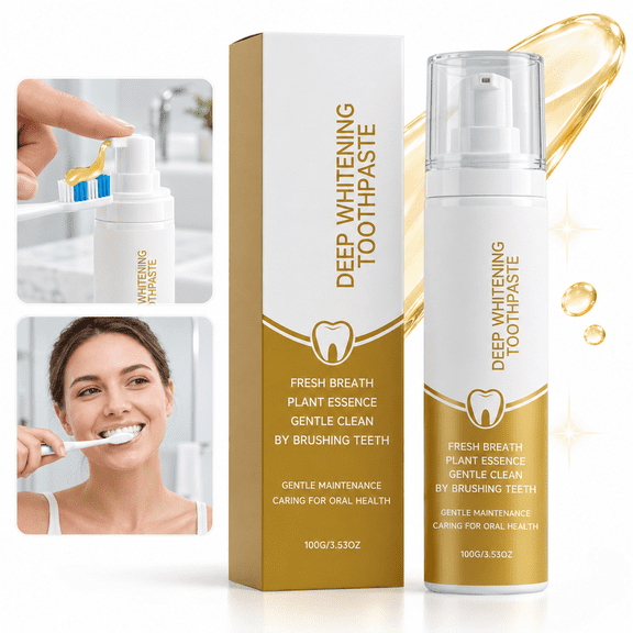 Deep Whitening Gel Toothpaste with Pump Dispenser for Daily Brushing, 100 g / 3.53 oz, 1 Count