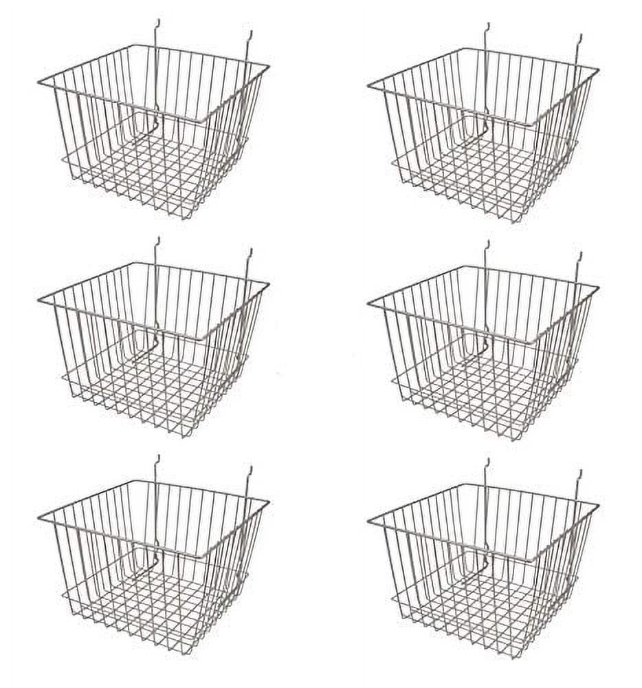 Deep Wire Storage Baskets For Gridwall, Slatwall And Pegboard Chrome