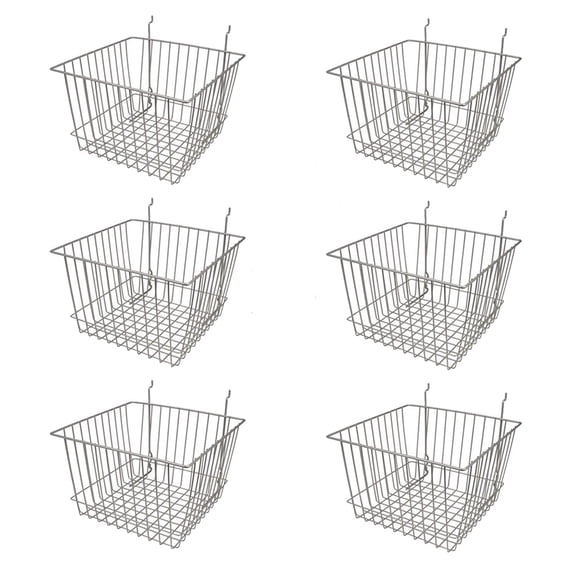 Deep Wire Storage Baskets For Gridwall and Slatwall Dimensions: 12" x 12" x 8" Deep - Sold in a Set of 6 Baskets
