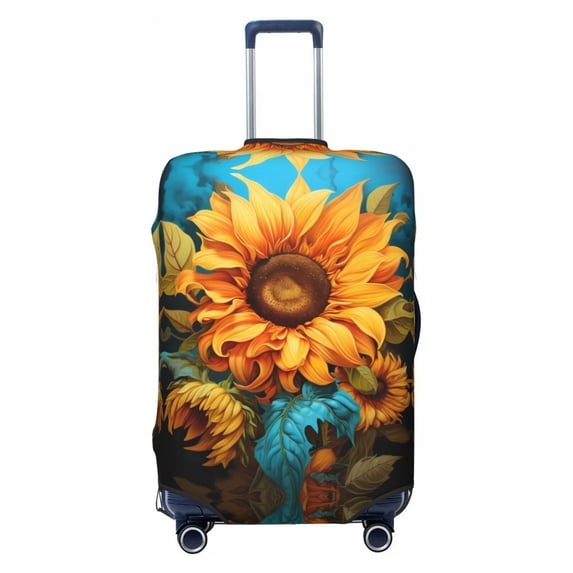 Deep Yellow Colorful Sunflower Luggage Cover Anti Scratch, Elastic Suitcase Protector Suitcase Covers for Luggage Fits 18-32 Inch Luggage