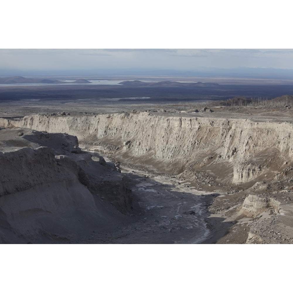 Deep erosion gulley in eroded pyroclastic flow deposits Shiveluch ...