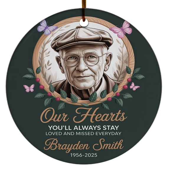 Deep in Our Hearts Youll Always Stay Christmas Ornament 2025, Custom Name Text Photo Memorial Keepsake, In Loving Memory Christmas Ornament Gift