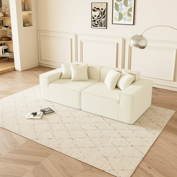 Deep-seated Home Decor - Corduroy Upholstered , Compact Modular For Apartments Modern Living Room Comfort, Versatile