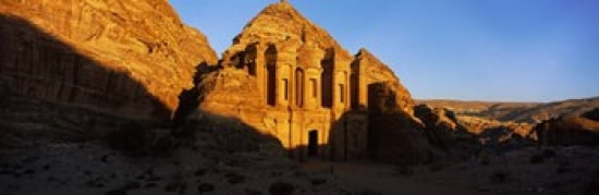 Deep shadows at the monastery Al Deir Temple Wadi Musa Petra Jordan Canvas Art - Panoramic Images (36 x 12)