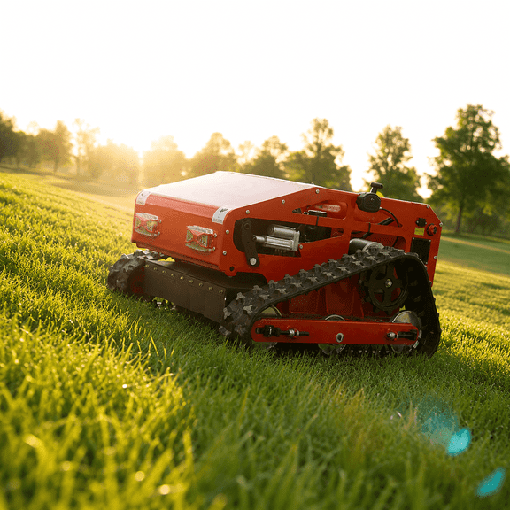 DeepKron R55X Hybrid Remote Control Crawler Lawn Mower,9.5HP Loncin,550mm Cut Width,50 Slope Mower for Hills & Orchard