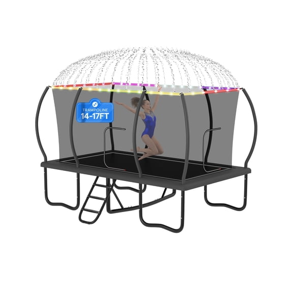 DeepRoar 2026 Upgraded 1500LBS Rectangle Trampoline 8x14FT Outdoor Square Trampoline Long with Safety Enclosure Net, Heavy Duty Frame and Legs, Big Rectangular Gymnastics Trampoline