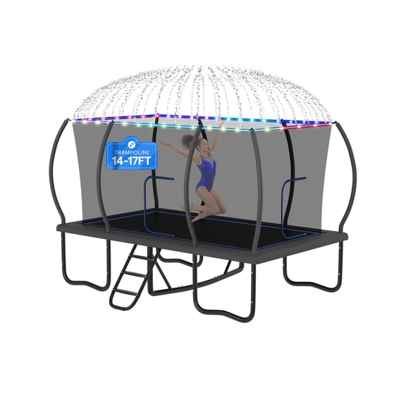 DeepRoar 2026 Upgraded 1500LBS Rectangle Tranpoline 8x14FT Outdoor Square Tranpoline Long with Safety Enclosure Net, Heavy Duty Frame and Legs, Big Rectangular Gymnastics Tranpolines