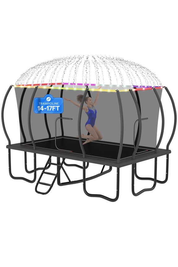 Rectangle Trampoline, 2026 Upgraded 1800LBS Tranpoline 9x15FT Outdoor Square Tranpoline Long with Safety Enclosure Net, Heavy Duty Frame and Legs, Big Rectangular Gymnastics Tranpolines