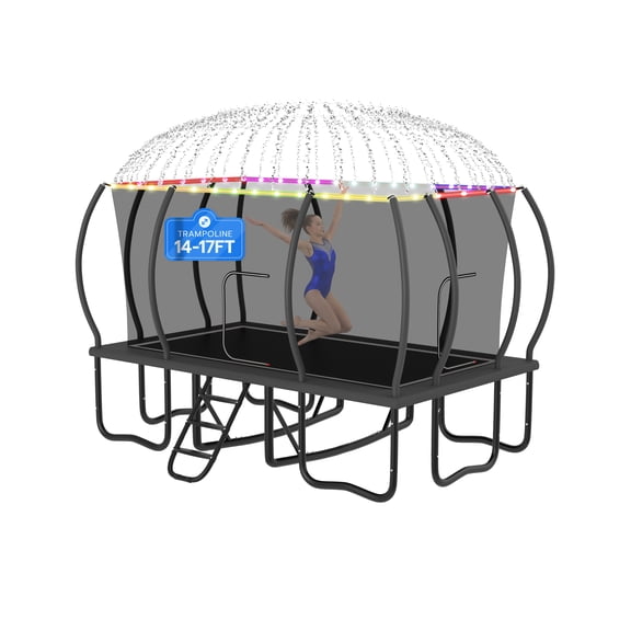 DeepRoar Rectangle Trampoline, 2026 Upgraded 2000LBS Tranpoline 10X17FT Outdoor Square Tranpoline Long with Safety Enclosure Net, Heavy Duty Frame and Legs, Big Rectangular Gymnastics Tranpolines