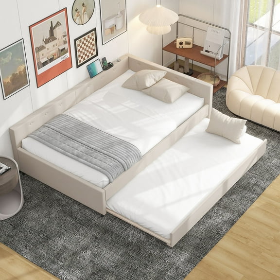 DeepRoar Twin Size Modern Platform Bed Frame with Upholstered Headboard & Wooden Slats - No Box Spring Needed, Easy Assembly, Black