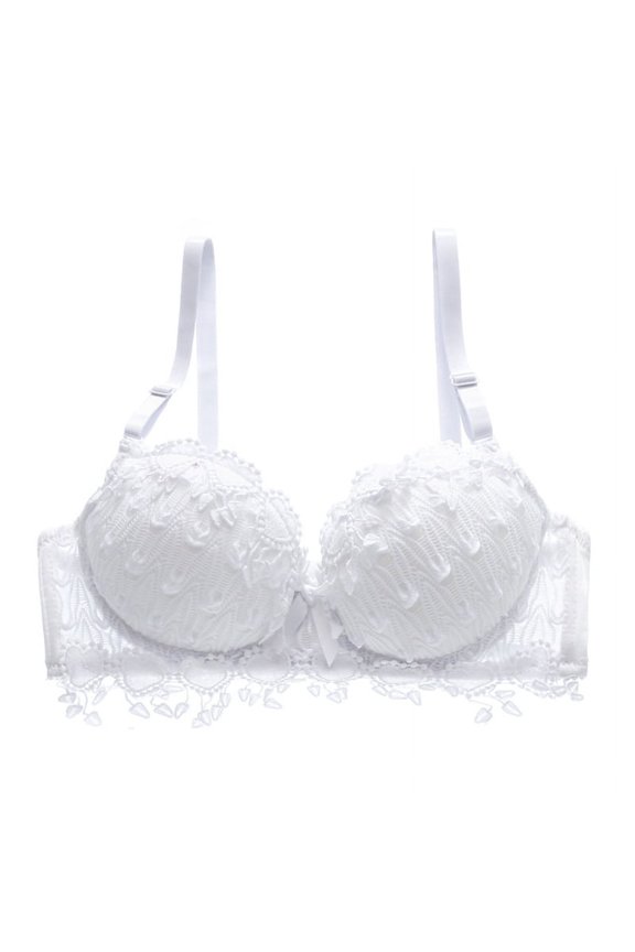 Women Bra Women's Lace Gather Bra Bra Large Size Breathable Lace Jacquard Solid Bra F