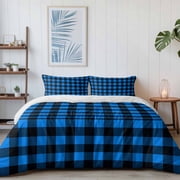 Deepblue Black Check California King Size Bed Set,Minimalist Grid Bedding for All Seasons,4 Pcs Bed Set with 1 Quiltcover 96"x104",1 Sheet 110"x98",2 Pillowcases 20"x36"