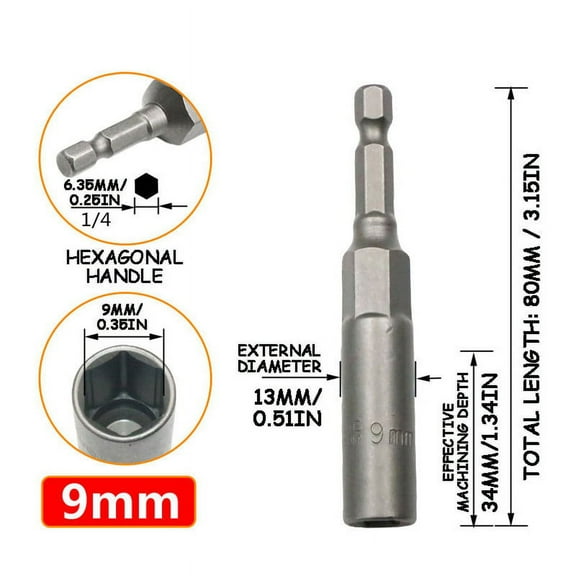 Deepened Hexagonal Sleeve Wind Batch, Usavan High Torque Long Life Steel Drill Sleeve, Quick Fastener Loosen Tighten Hex Screwdriver Nut Wrench for DIY Construction Auto Repair