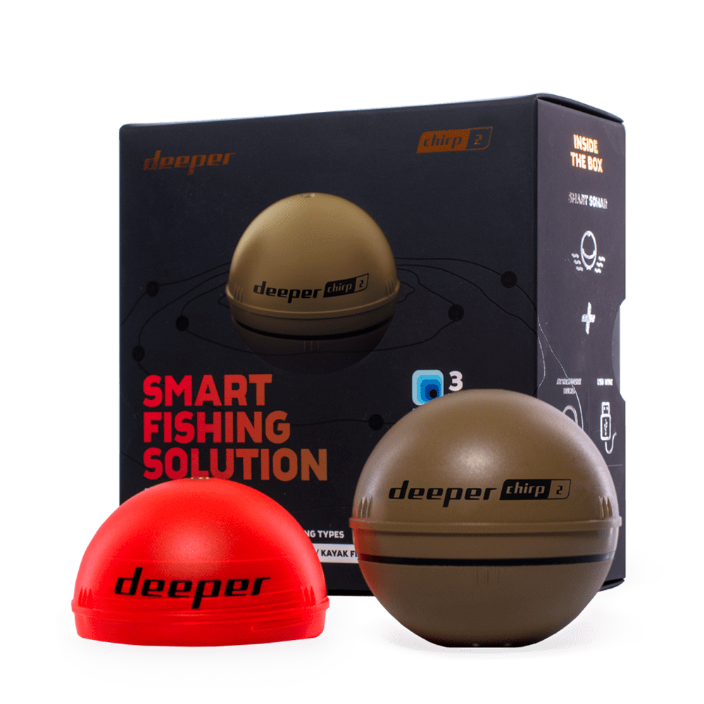 Deeper Chirp 2 Castable Portable WiFi Fish Finder with Extended Battery and  Night Fishing Cover for Kayaks Boats Shore Ice Fishing Wireless Fishfinder  Sonar Fish Radar Depth Finder 