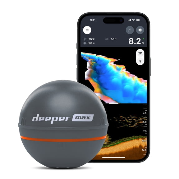 Deeper MAX Castable GPS Fish Finder Portable CHIRP Sonar Depth and Fish Finder for Boat Fishing, Ice Fishing, Shore Fishing - Personal 3D Depth Maps with User-friendly Free App The Perfect Gift