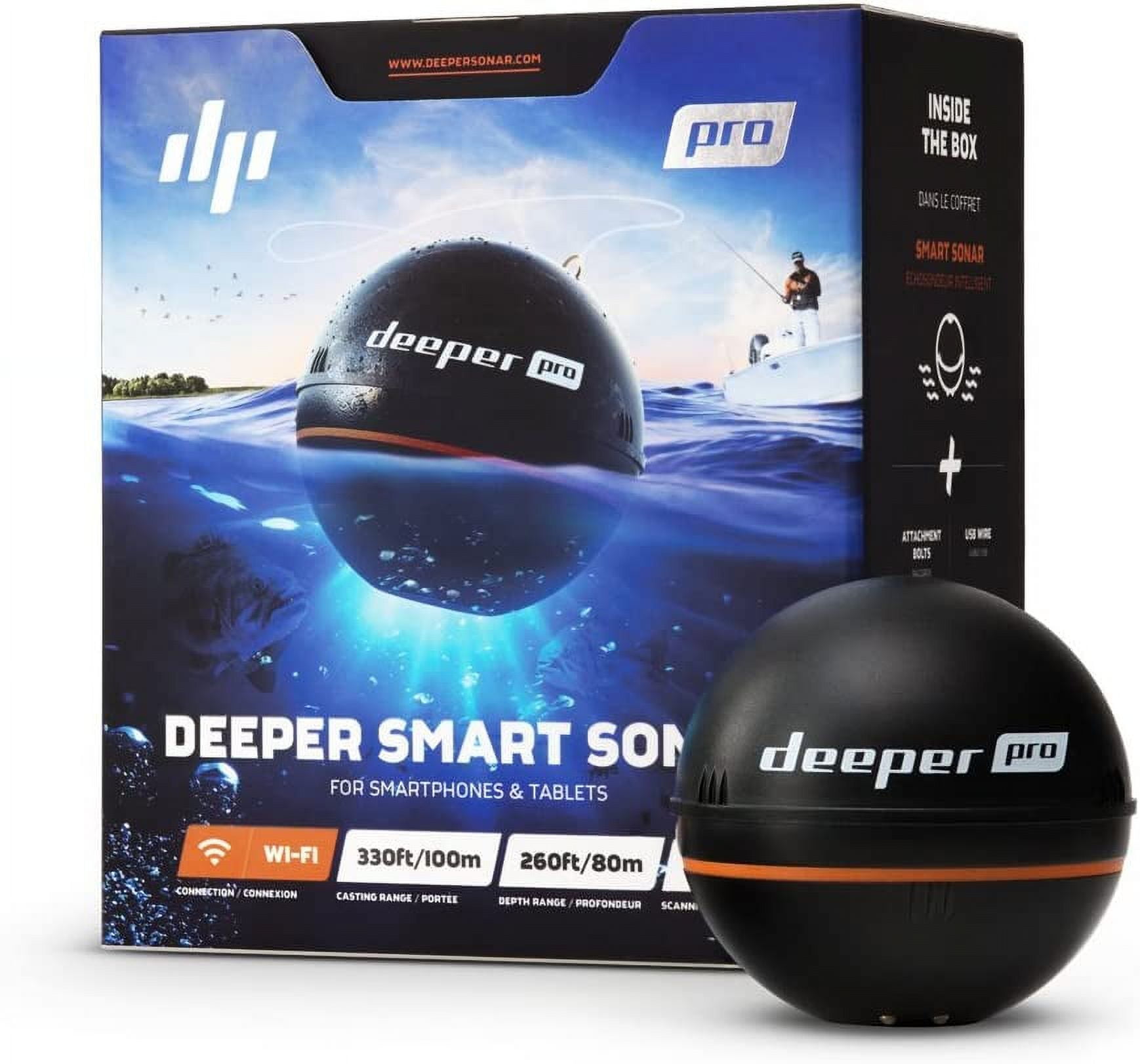 Deeper PRO Smart Sonar Castable and Portable Smart Sonar WiFi Fish Finder  for Kayaks and Boats on Shore Ice Fishing Fish Finder