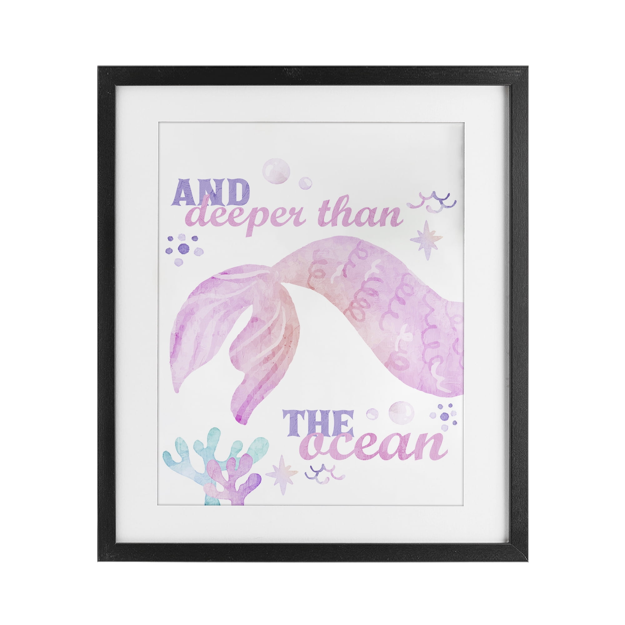 Deeper Than The Ocean Black Framed Print Under Glass, design by Kim Allen