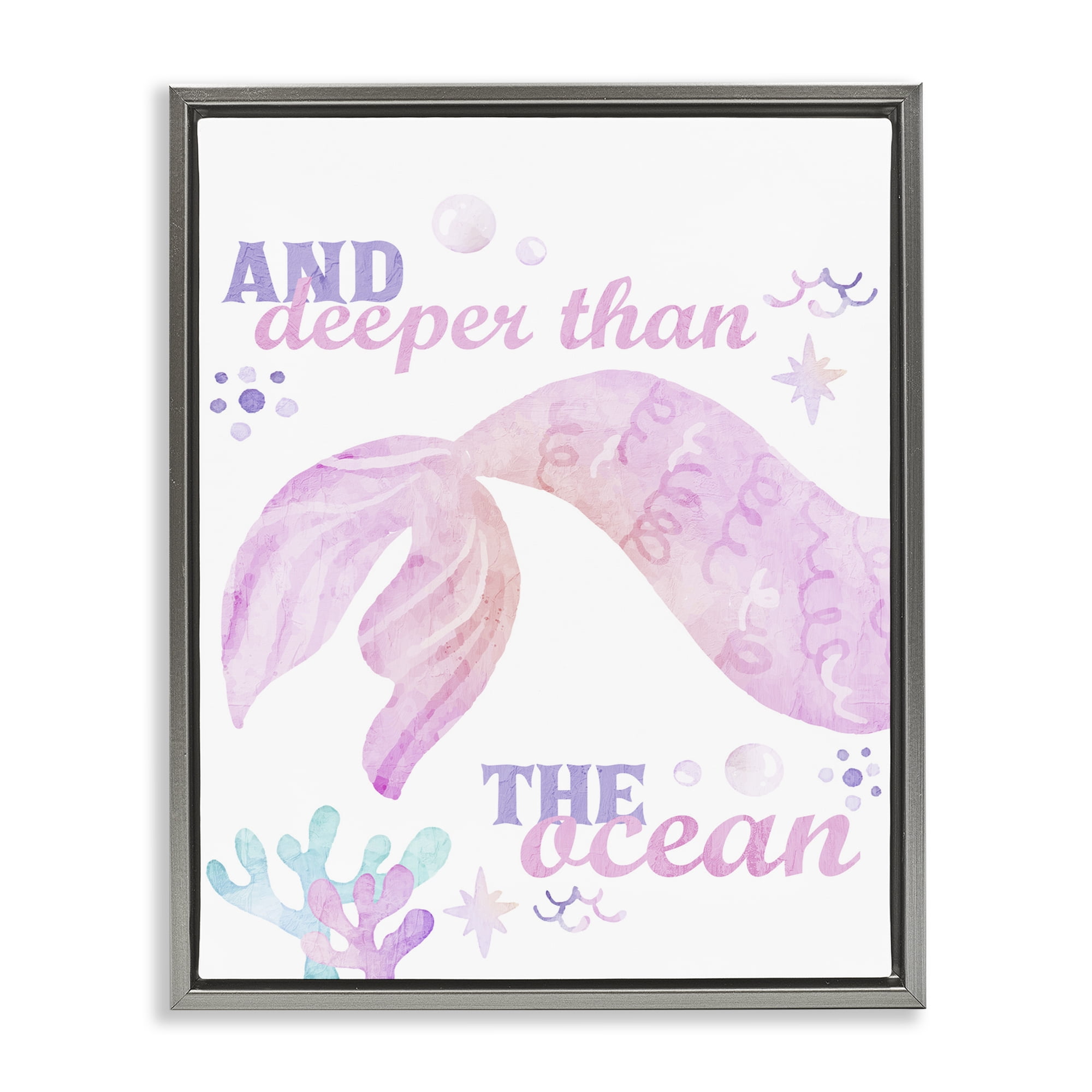 Deeper Than The Ocean Gray Framed Floater Canvas Wall Art, design by Kim Allen