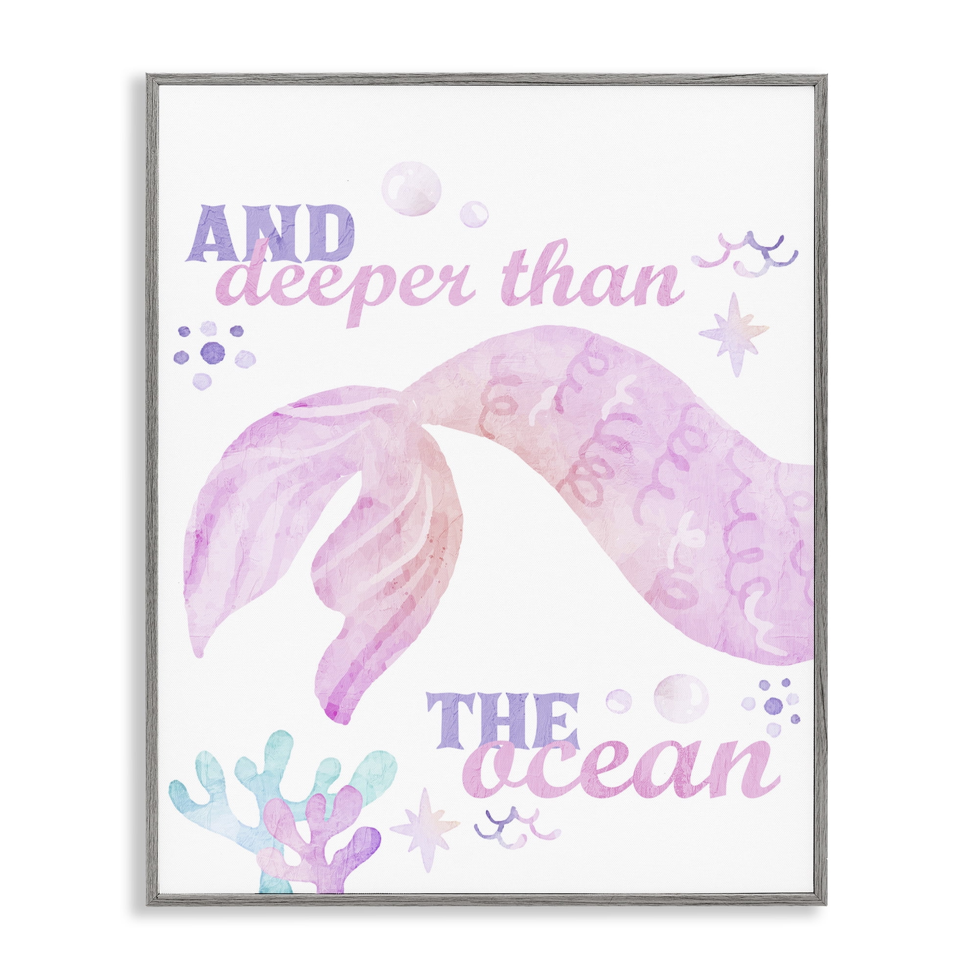 Deeper Than The Ocean Gray Framed Giclee Art, design by Kim Allen
