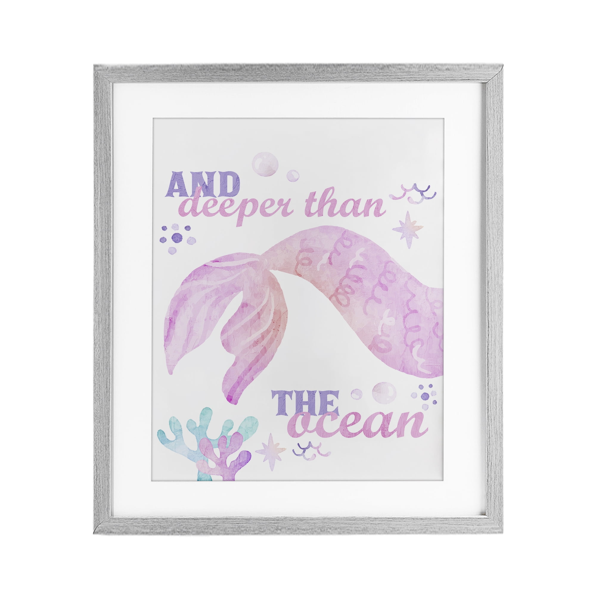 Deeper Than The Ocean Gray Framed Print Under Glass, design by Kim Allen