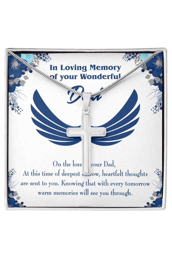 Deepest Sorrow Dad Memorial Dad Memorial Cross Necklace Sympathy Loss of Father Condolence Message Card
