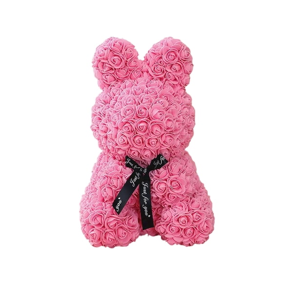 Deepigc 25cm Forever Rose Bunny Flower Bear, Artificial PE Foam Rose Rabbit with Bow, Floral Keepsake Gift for Girlfriend Wife Women, Valentines Anniversary Birthday Home Table Decor, Hot Pink