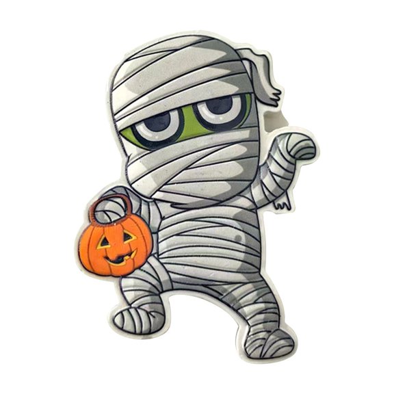 Deepigc Cartoon Mummy with Pumpkin Bucket Fridge Magnet, Halloween Mummy Monster Refrigerator Decor Magnet, Cute Spooky Home Cabinet Decor & Kids Holiday Gift