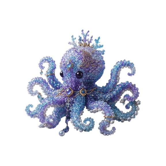 Deepigc DIY Bead Octopus Kit, 3D Beaded Octopus Craft Set, Complete Handmade Supplies with Tutorial, Stress Relief Art Hobby Gift for Teens Adults Coastal Home Table Decor