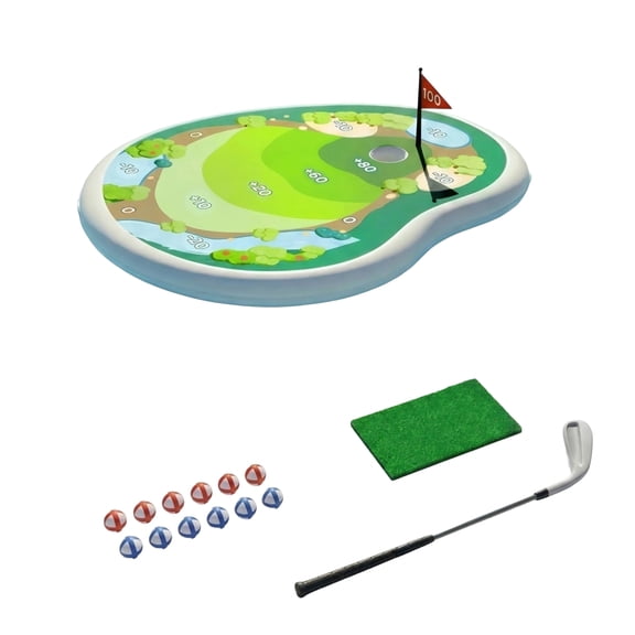 Deepigc Floating Pool Golf Game Set 50", Inflatable Golf Green Target with Club Turf Mat & Floating Balls, Splash Score Water Golf Toy for Kids Adults Pool Beach Backyard Summer Party Game
