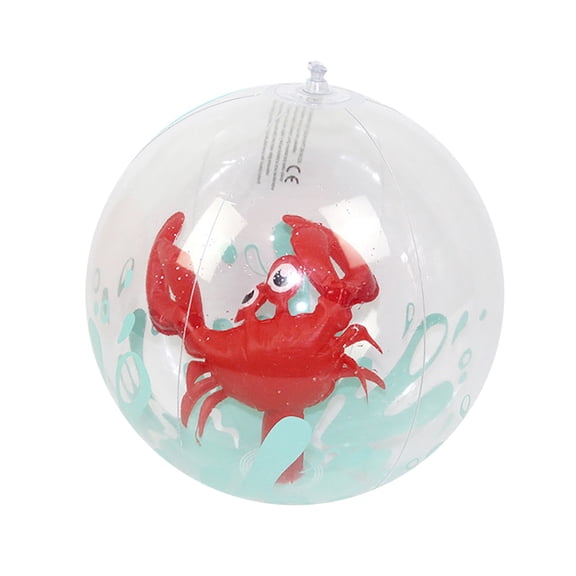 Deepigc Inflatable Crab Beach Ball 13.77 Inch, Clear Transparent Pool Ball with Red Crab Print, Cute Sea Animal Water Toy for Kids Adults, Summer Beach Pool Party Toy