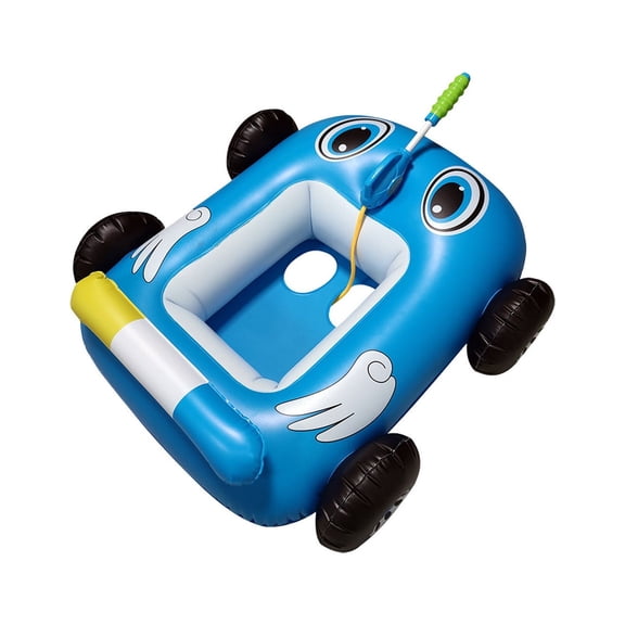 Deepigc Kids Inflatable Car Pool Float with Built-In Water Gun, 33" Toddler Swim Seat Ring, Cute Cartoon Vehicle Swimming Floatie for Pool Beach Summer Water Toy for Boys Girls Age 3-8, Blue