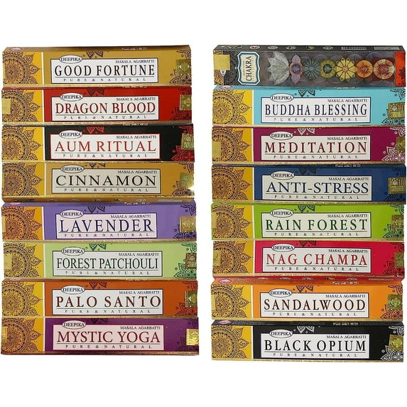 Deepika Premium Assorted Incense Sticks any 12 pack x 15gms | Best for Meditation,Yoga,Aroma Therapy, Relaxation |