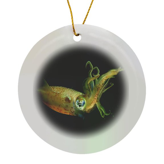 3drose, Deepsea Squid, Circle Porcelain Ornament