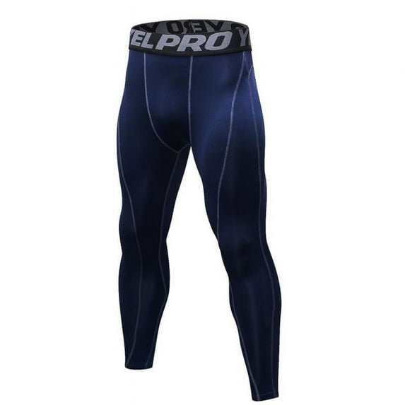 Deepwonder Men Compression Workout Pants Quick Dry Men's Tight Base Layer Leggings for Sports Running Gym (Dark Blue, S)