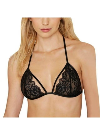 Deepwonder Women's Sheer Lace Bralette Sexy Spaghetti Strap V-Neck Bra Full  Coverage Padded Underwire Bralettes