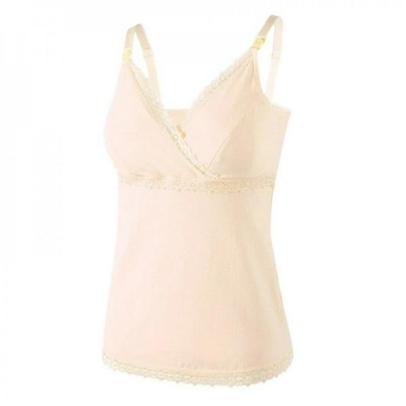 Deepwonder Women Seamless Breastfeeding Plus Size Lace Tanks Convenient Front Baby Nursing Top Cotton Solid Female Camisoles