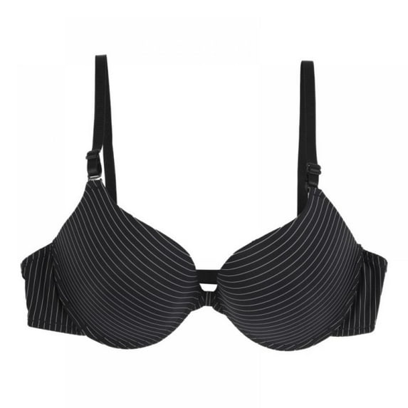 Deepwonder Women's Perfectly Fit Lightly Lined Memory Touch T-Shirt Bra Seamless Front Closure Bra Girls's Push Up Underwear Buckle Small Chest Bra Underwire-Striped Style