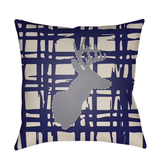 Surya DEER002-1818 Deer 18 x 18 x 4 in. Throw Pillow, Blue - Medium