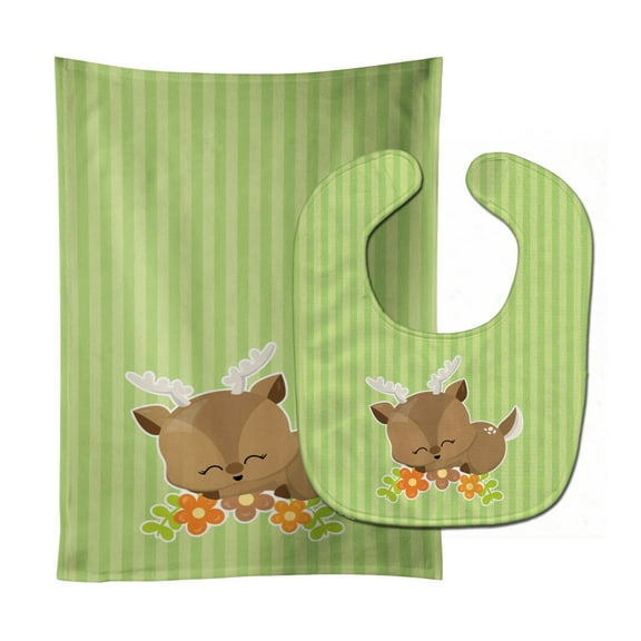Deer 2 Baby Bib and Burp Cloth