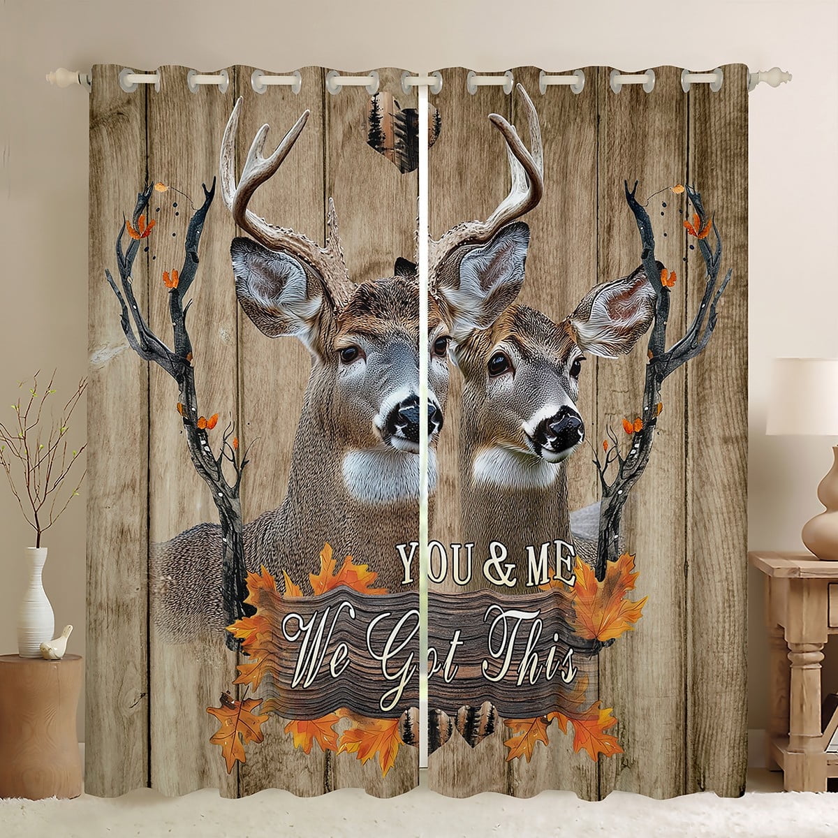 Deer 30%-50% Blackout Curtains Wooden Decor Curtains,Western Curtains ...