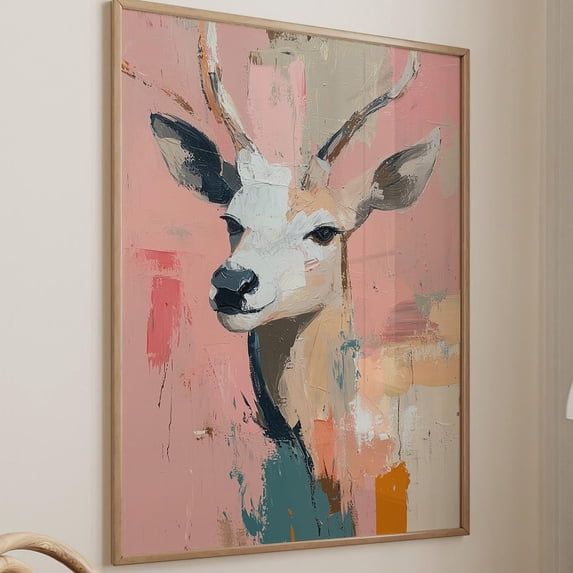 Deer Abstract Wall Art Print, Modern Wildlife Decor - Walmart.com